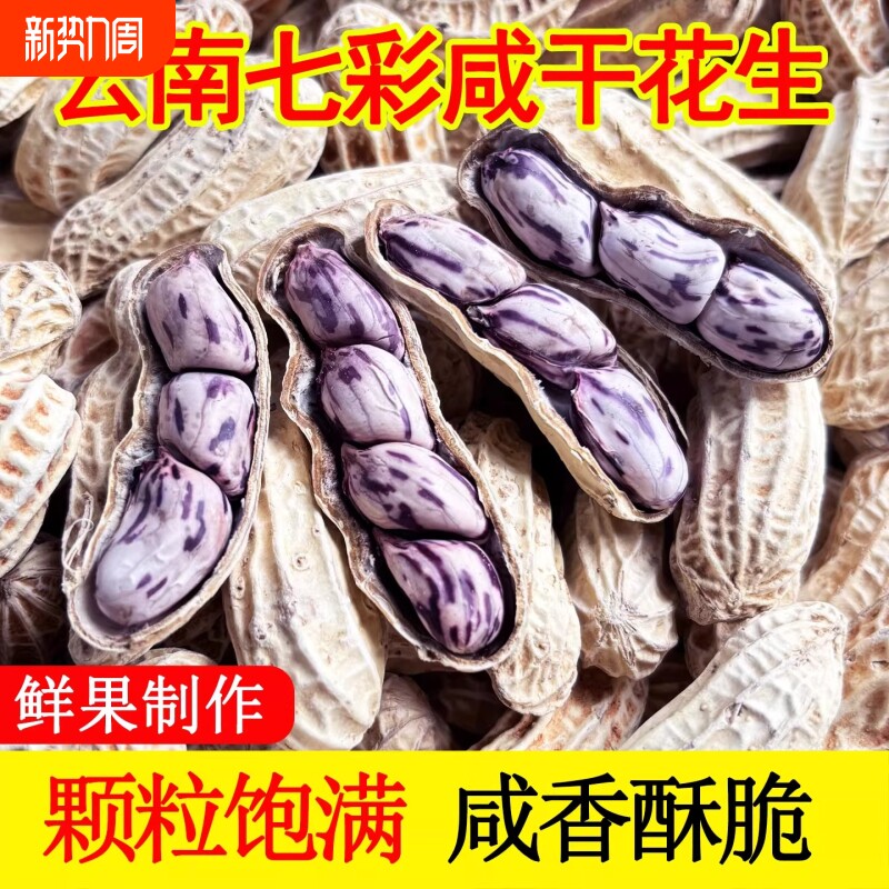 新云南七彩花生晒干带壳生熟彩色花生七彩野地花生米种植批发