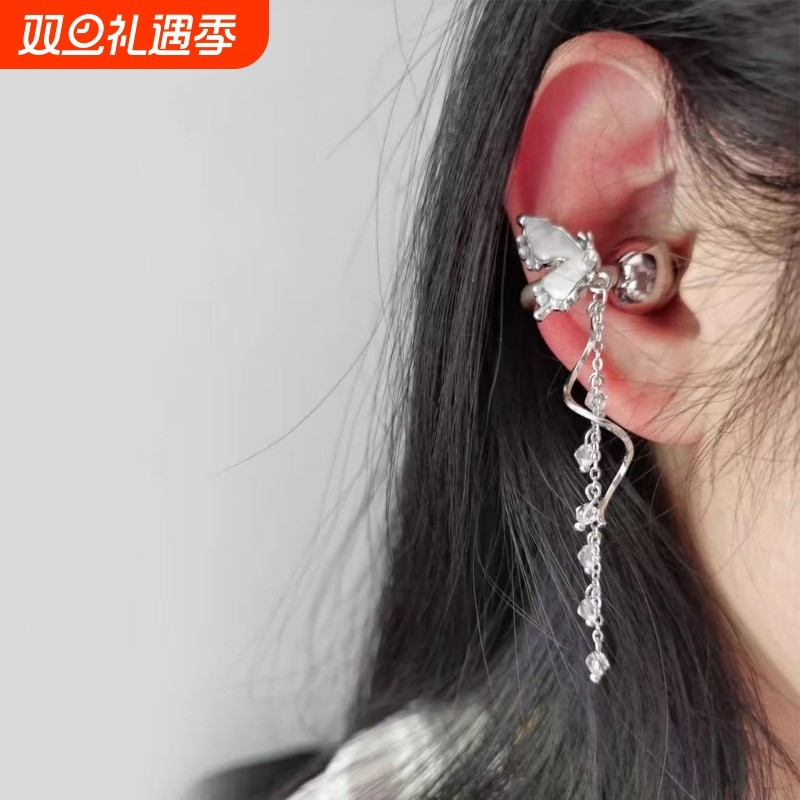 适用于freeclip耳机钻扣蝴蝶流苏夹扣小众设计高级感耳饰新款