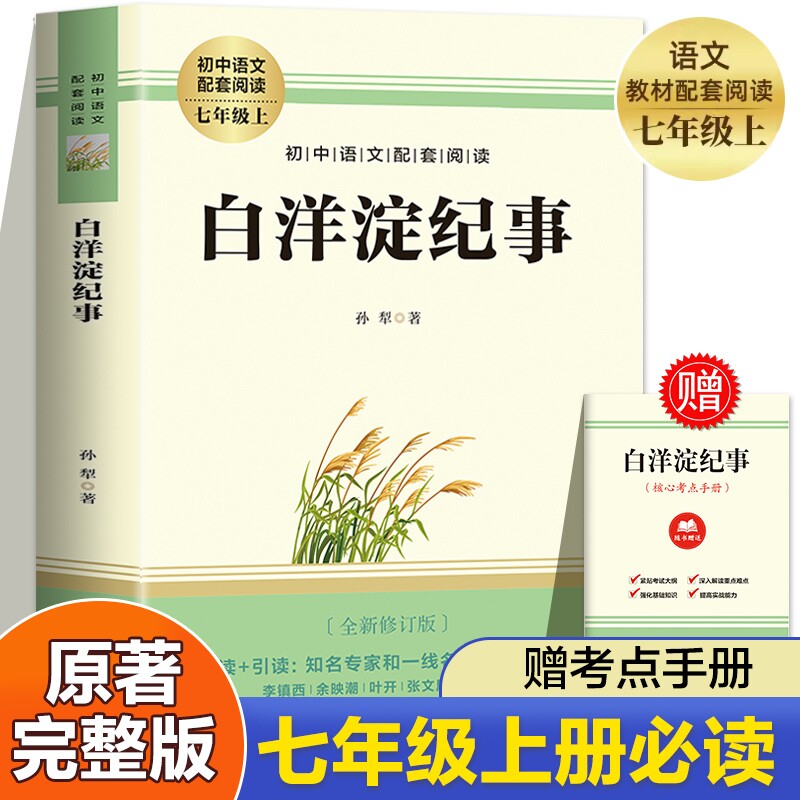 【赠考点】白洋淀纪事孙犁 七年级上册必读书课外阅读名著 朝花夕拾