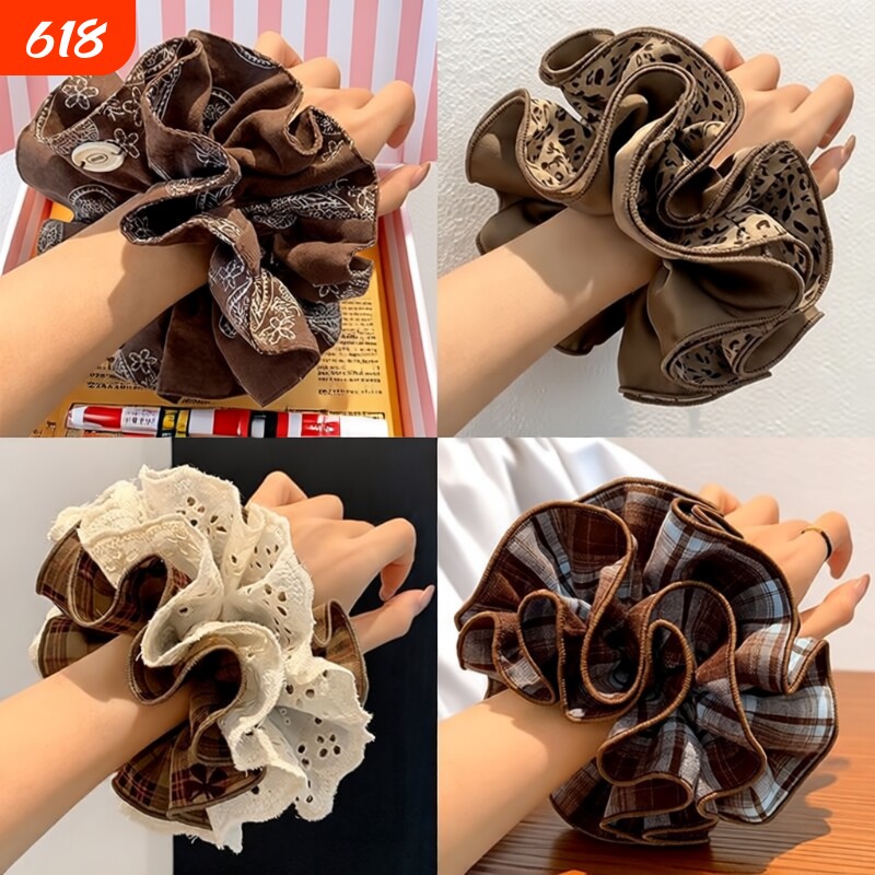 韩系复古发圈女大肠高级感新款头绳扎头ins秋冬发饰蝴蝶结双层