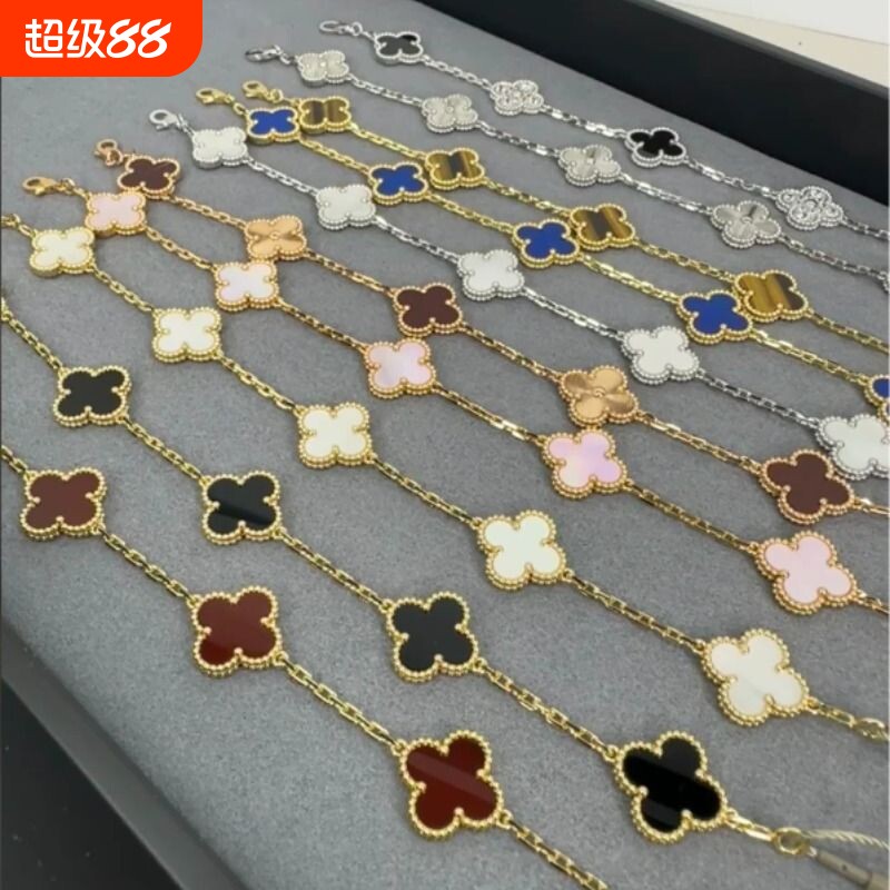 四叶草五花手链18K红玉髓图片