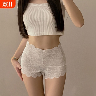 日系甜美轻薄内裤 打底裤 女高腰蕾丝花边防走光无痕平角四角裤