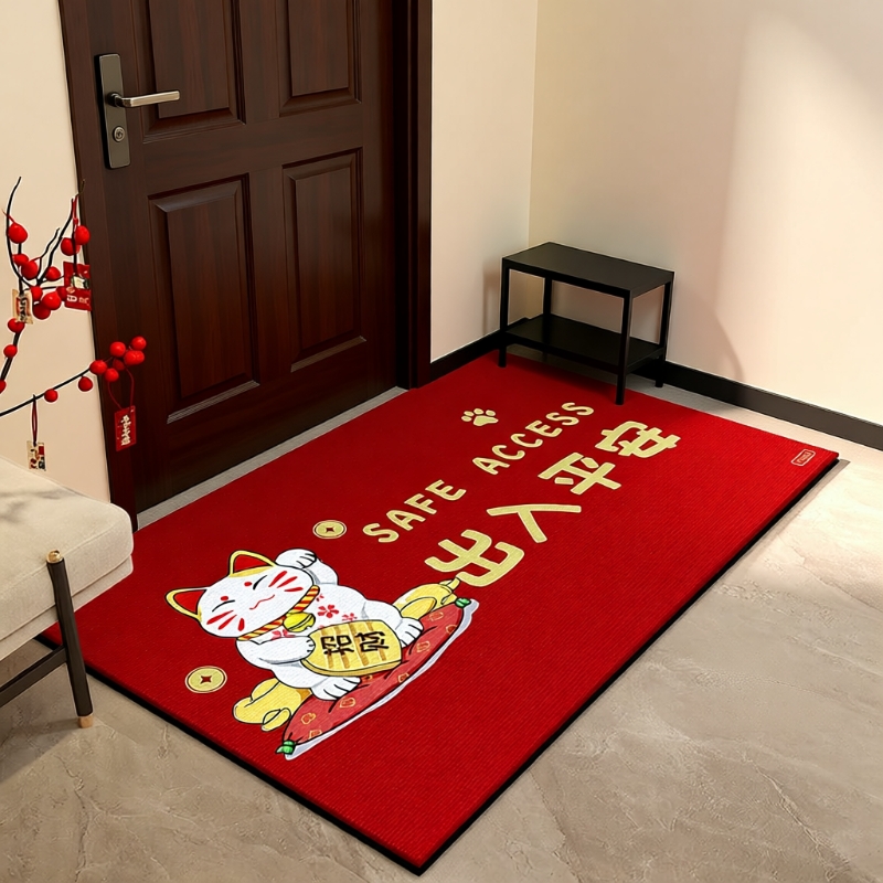 户门玄关垫进门喜庆红色地垫