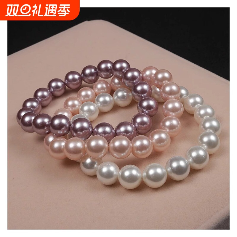 正圆施家珍珠手串轻奢高级感百搭简约气质贝珠手链精致叠戴手串