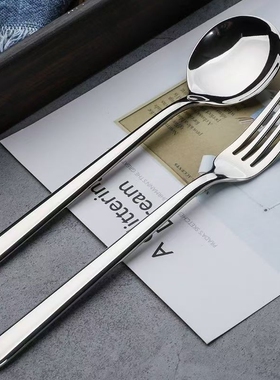 316不锈钢叉子勺子餐具套装304汤勺家用食堂创意勺叉汤勺调羹勺