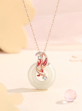 锦鲤平安扣和田玉项链女纯银2024年新款爆款生日礼物葫芦玫瑰金