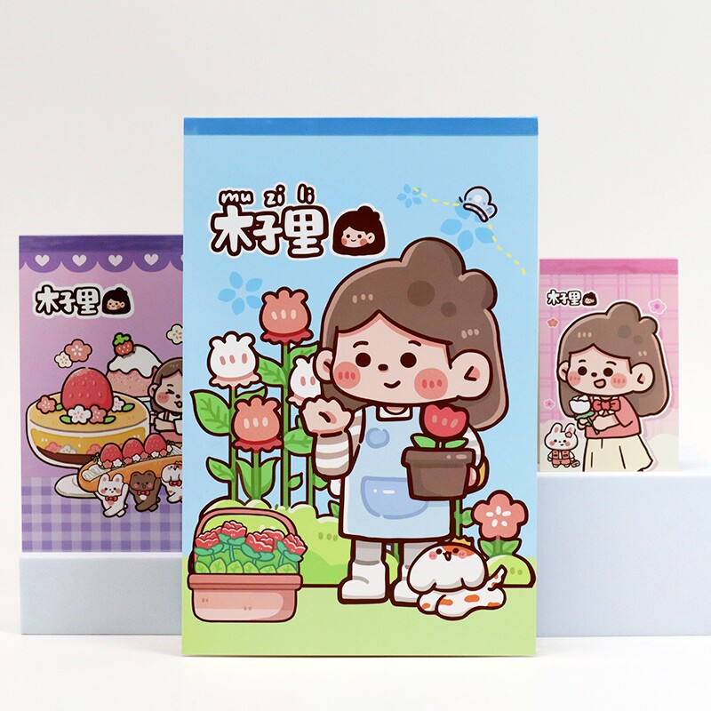 B6便签本 空白内页 50张内页/本 可爱卡通女孩胶装本