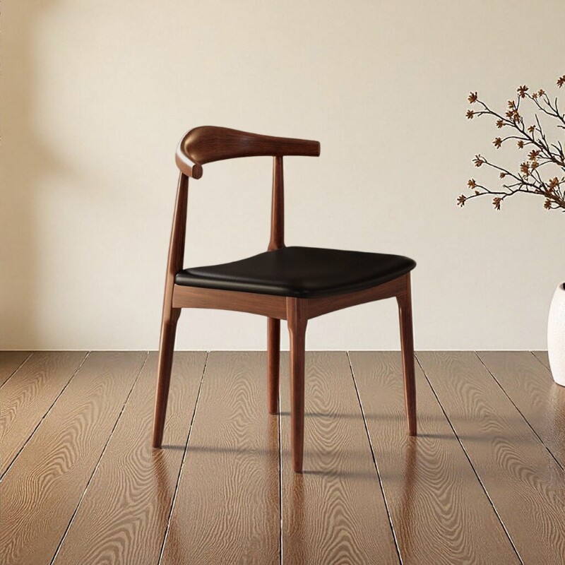 实木餐椅牛角椅餐厅饭店奶茶店办公室餐馆小吃店商用椅子靠背椅