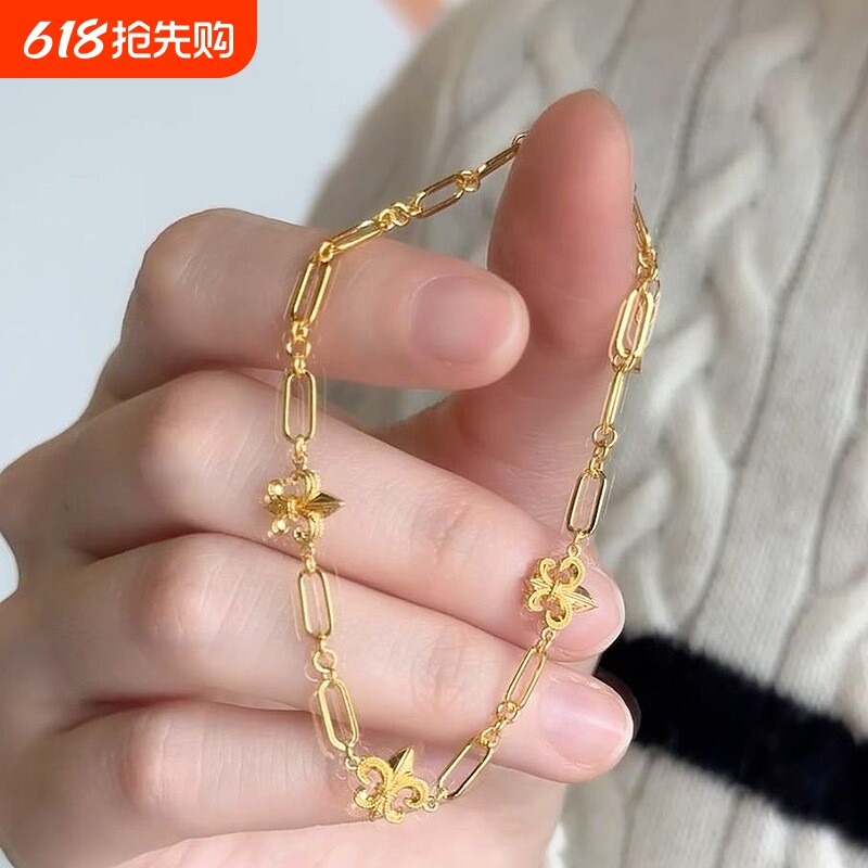法式气质如莺似梦莺尾花手链复古宫廷风精致拉丝手饰 情侣礼物