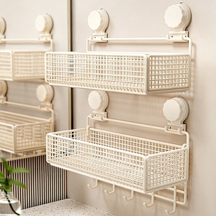 吸盘浴室置物架卫生间洗漱用品收纳架壁挂式免打孔洗手间收纳架子