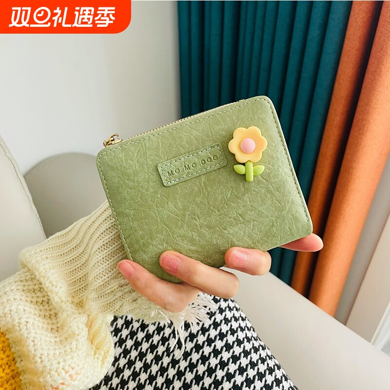 新款设计感小钱包女少女心可爱日系短款多卡位卡包零钱一体包钱夹