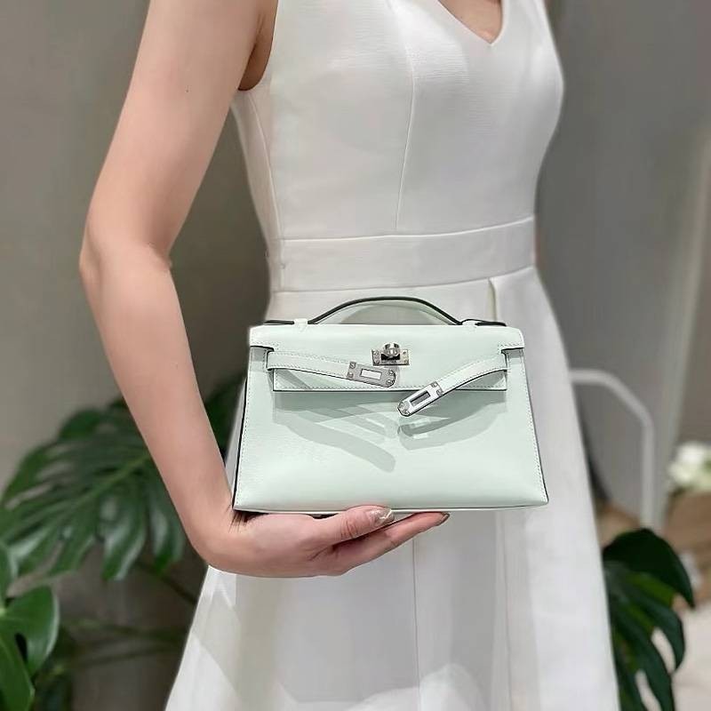 爱马女仕凯莉包女牛皮银扣手拎手提包百搭高级感猪鼻链条斜挎包