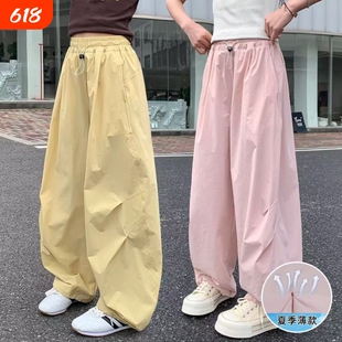 女童裤子夏季薄款大童韩版夏天速干裤女孩潮酷工装裤初中生休闲裤
