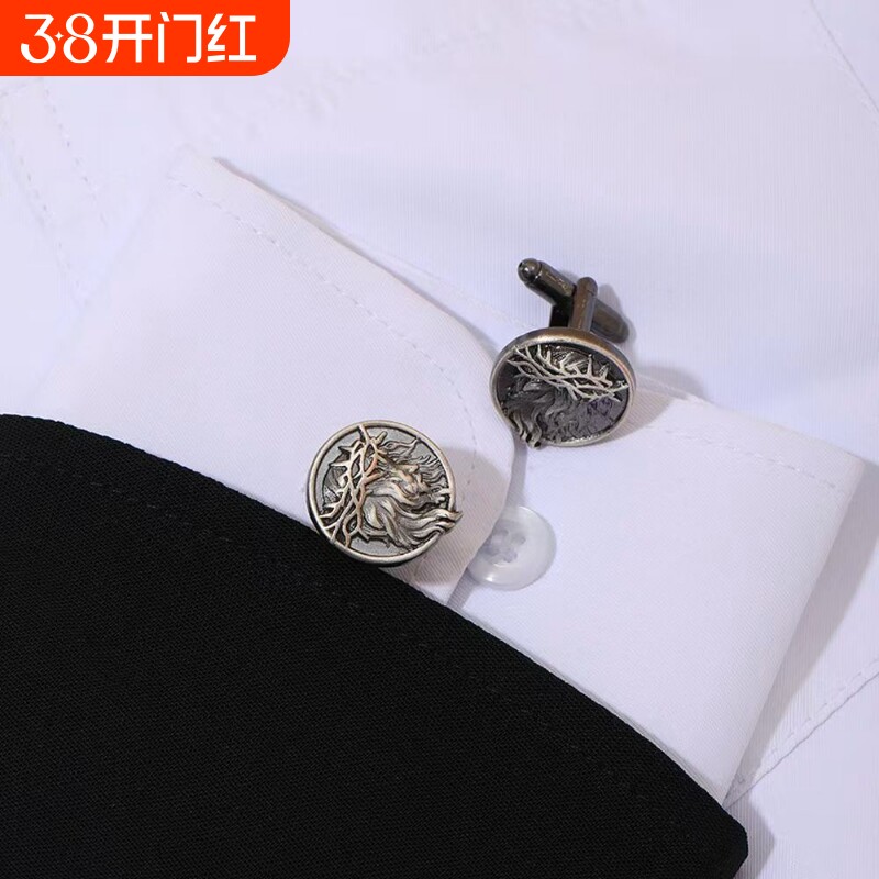 纯银袖扣法式衬衫字母袖口简约商务刻字袖钉男友生日礼物