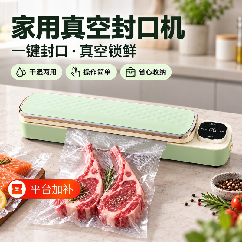 智能小型真空封口机干湿两用家用抽真空封口一体机食品级真空袋