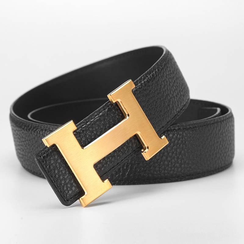 爱马男仕皮带男士真皮网红时尚百搭裤腰带商务头层牛皮轻奢平滑扣