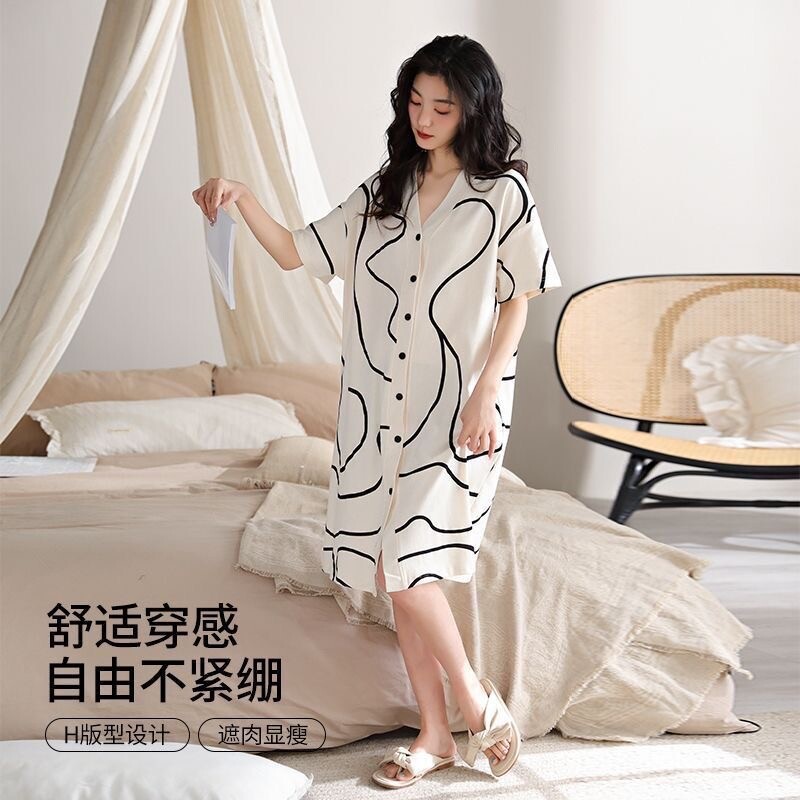 韩式ins风甜美清新带胸垫睡裙图片