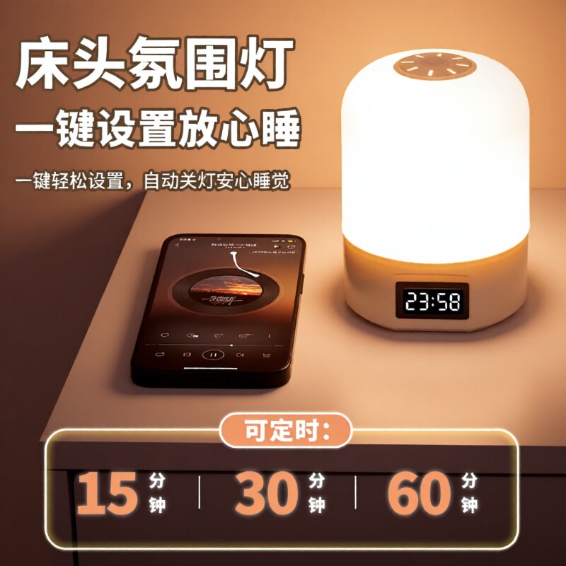 充电触摸小夜灯拍拍照明灯婴儿喂奶氛围台灯护眼床头灯卧室睡眠灯