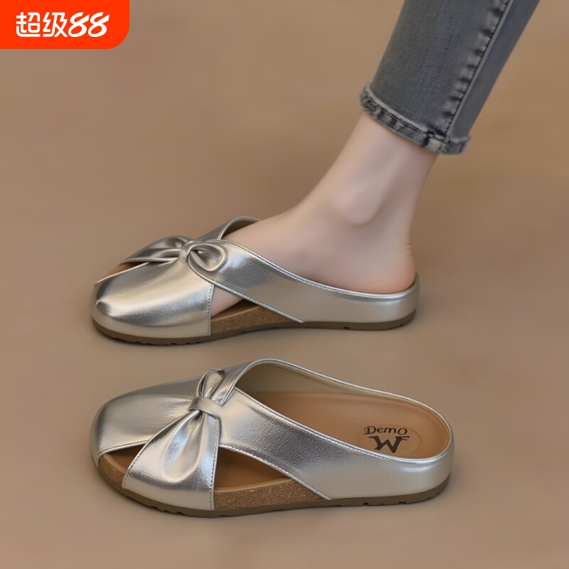 意尔康心选真皮包头半拖女夏外穿图片
