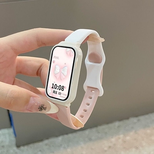 适用红米手环2腕带硅胶蝴蝶扣红米Redmi3代烟紫色硅胶腕带watch3智能运动男女生个性夏天透气表带简约