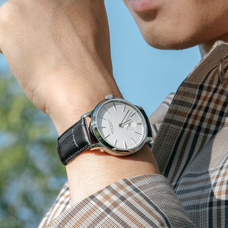 男士大日历腕表商务机械表 小秒盘防水全自动机械表男表6075