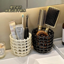陶瓷梳子收纳筒卫生间化妆刷收纳收纳盒牙膏牙刷置物架台面洗漱台