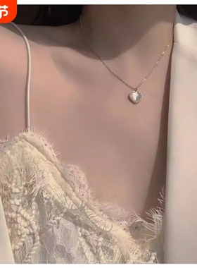 韩式ins风时尚气质猫眼石爱心吊坠项链 女2021年新款锁骨链毛衣链