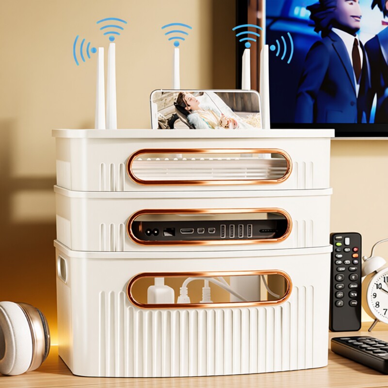 路由器收纳盒电视机顶盒桌面置物架电线无线网wifi盒子光猫放置架