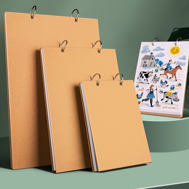 荷兰白卡纸本A4美术专用马克笔彩铅绘画本16K表征本幼儿园小学生8K硬240g手绘A3针管笔空白画画本可拆卸