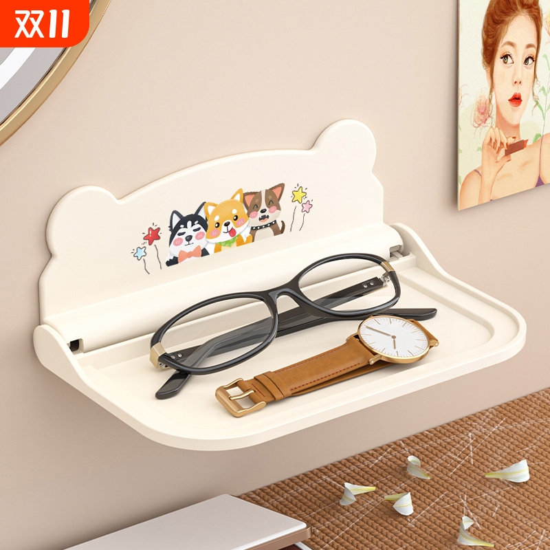 强力承重可折叠壁挂置物架浴室厕所床头手机免打孔宿舍收纳架