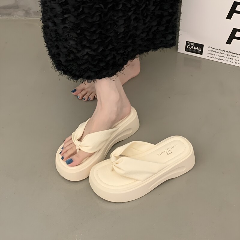 意尔康心选厚底夹趾人字拖鞋女夏图片