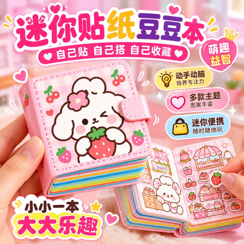 豆豆本换装全套安静书贴纸女孩儿童diy玩具免裁剪迷你生日礼物小学生可爱创意2026新款公主麻薯手工课喜欢