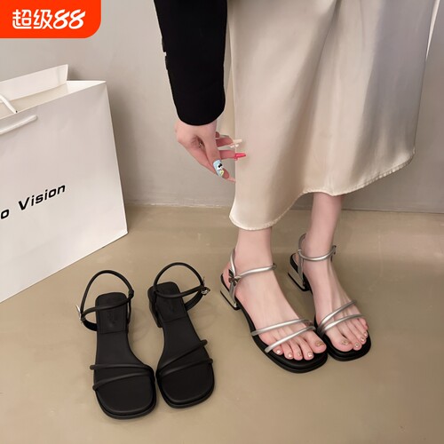 意尔康心选粗跟罗马鞋夏季女