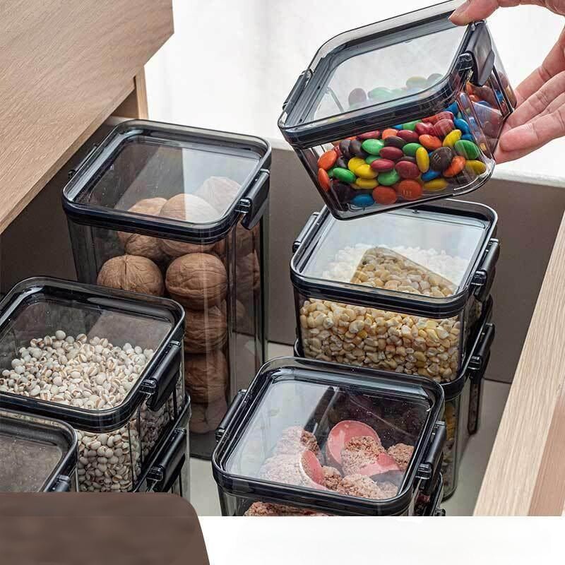 密封收纳罐厨房五谷杂粮食收纳罐子食品级透明茶叶零食防潮方形