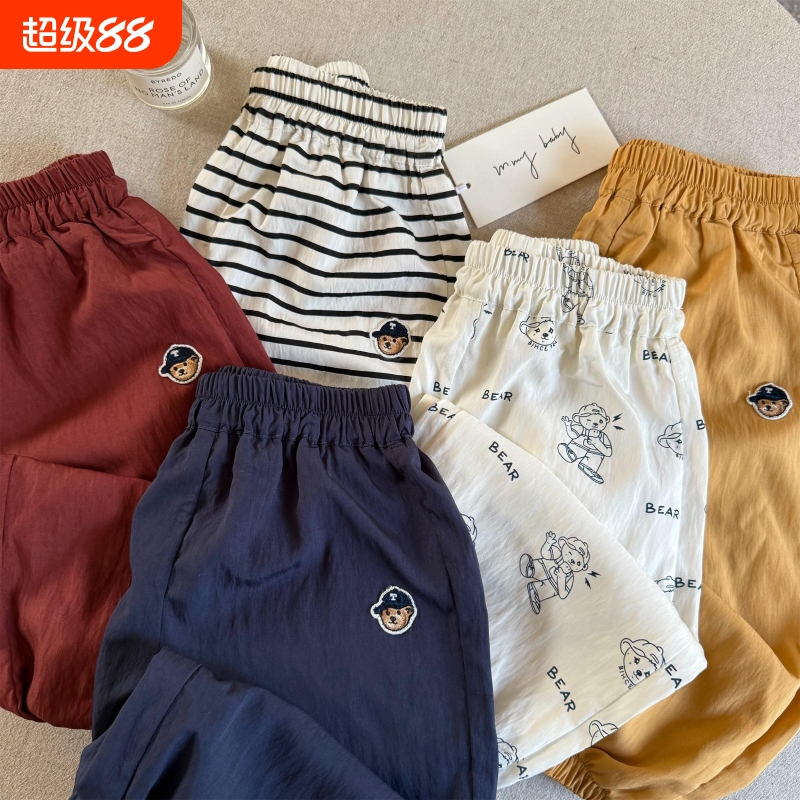 儿童防蚊裤2025夏男女童日系潮牌卡通小熊长裤宝宝小童休闲束脚裤