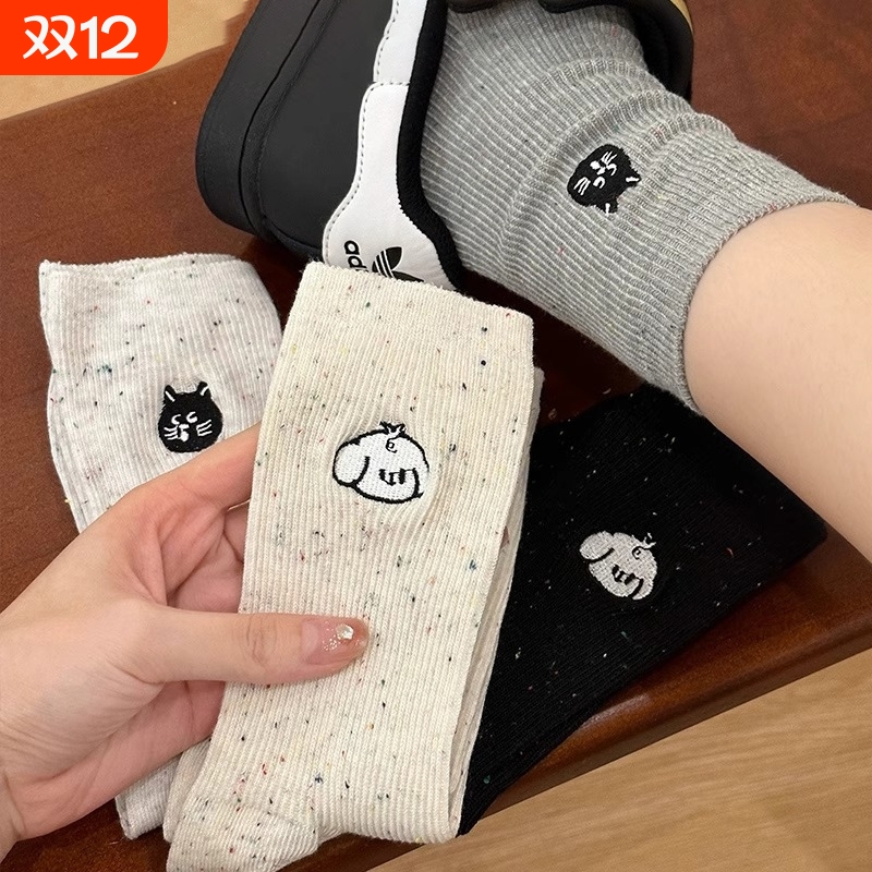 2024新款女士外穿抽条百搭堆堆袜