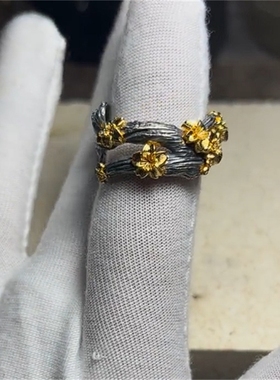 桃花戒指复古创意个性简约百搭国风文化高级感小众气质男女款指环