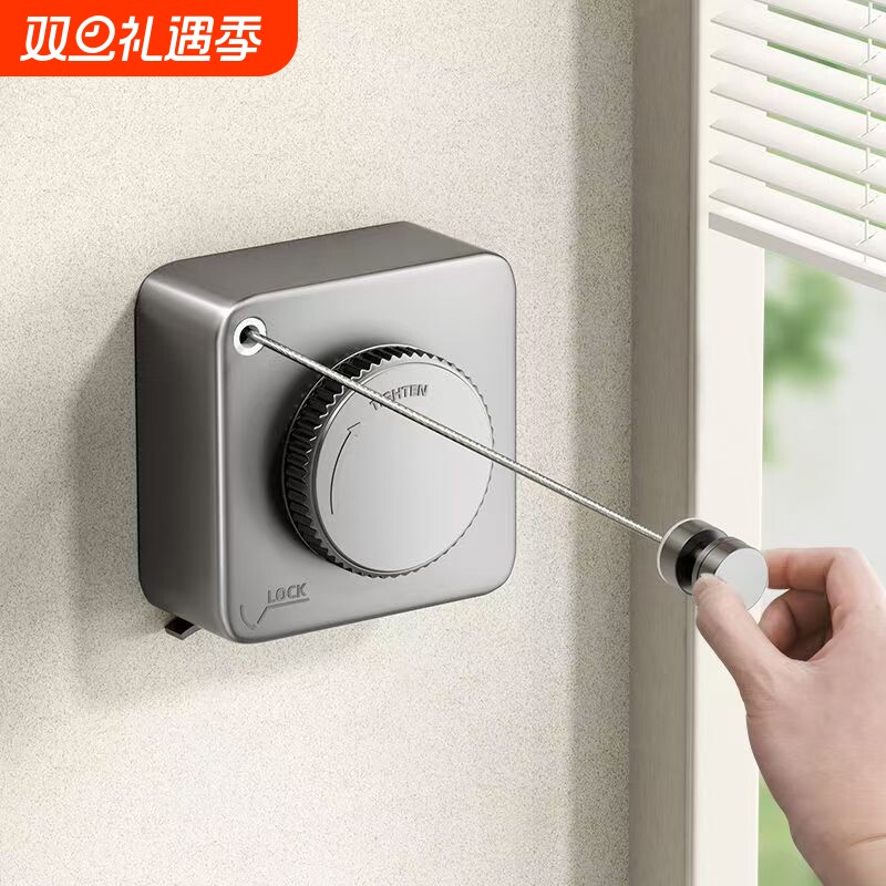 隐形晾衣绳室内免打孔伸缩衣服卫生间阳台钢丝绳子衣架晾晒绳索