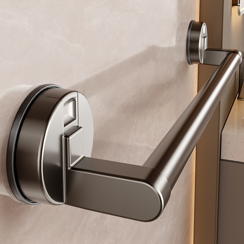 百悍吸盘卫生间浴巾架浴室厕所毛巾架置物架太空铝卫浴毛巾挂架