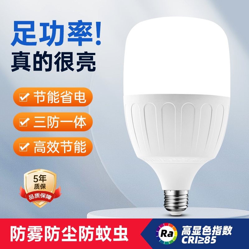 鼎雁足瓦led灯泡节能E27螺口球泡车间工地厂房普亮白光6500K