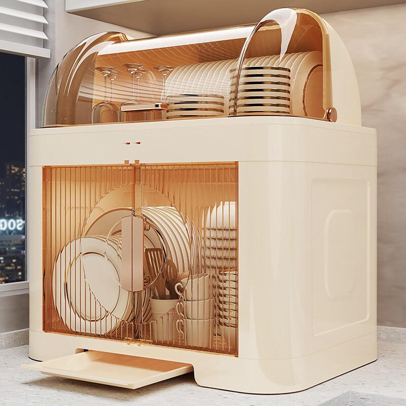 厨房碗架碗筷收纳盒家用带盖放餐具装碗箱碟盘沥水置物架塑料碗柜