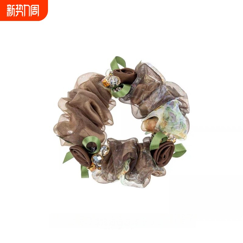 高级感榛果大肠发圈女2026新款盘发头绳复古花朵橡皮筋发饰卷发