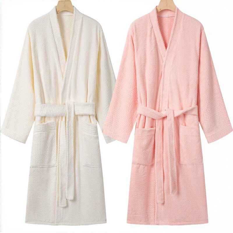 抗菌男女同款浴袍睡袍新款比全棉纯棉吸水家用浴巾情侣长袖厚睡衣