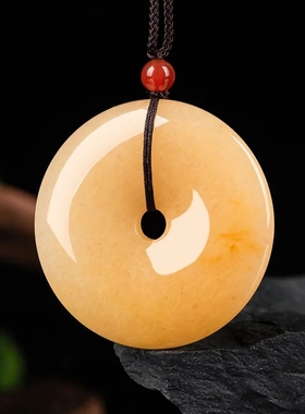 天然新疆金丝玉平安扣保平安戈壁玉黄玉男女款项链PAK10