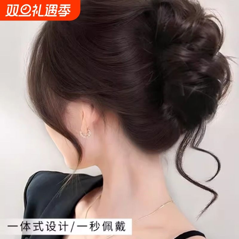 丸子头假发抓夹千金花苞鸡窝头发包盘发发髻仿真发新中式假发发圈