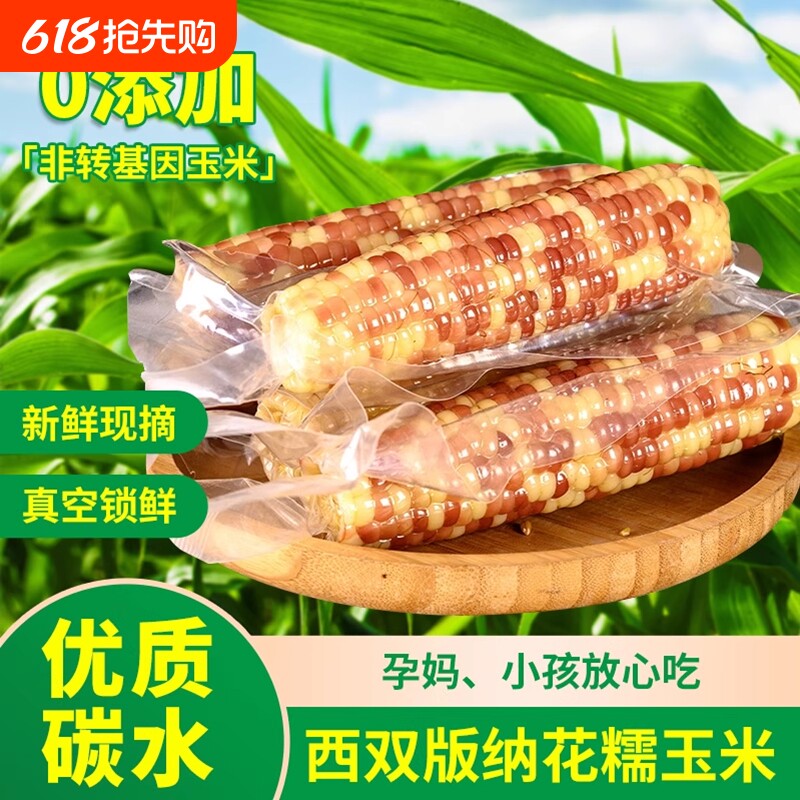 低脂云南西双版纳香糯小玉米粗粮代早餐糯玉米棒真空新鲜花糯包谷