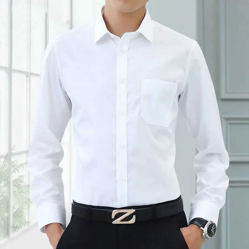 来客就旺正品男士长袖白衬衫休闲抗皱潮流宽松新款衬衣工作服薄款