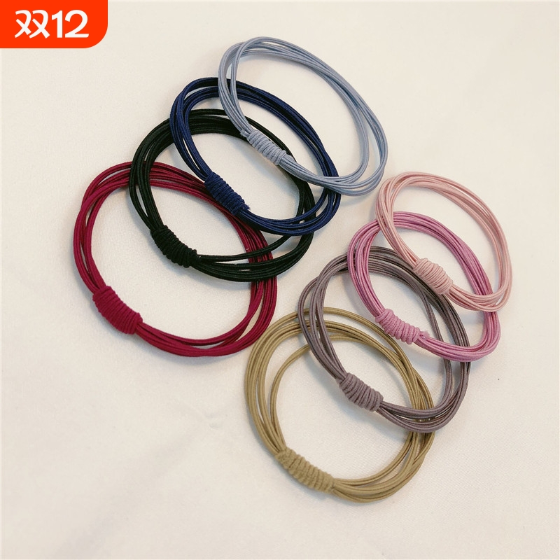 日韩版几何高弹力百搭打结头绳基础打底橡皮筋发圈三层发绳发饰女