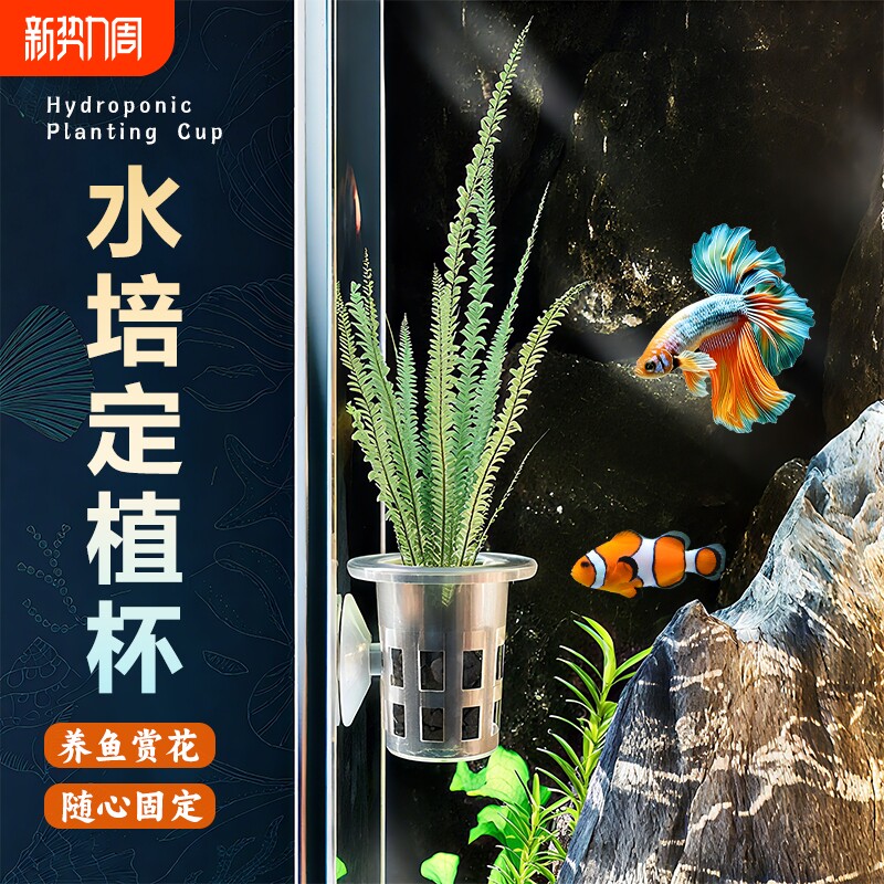 鱼缸水草篮水培定植神器吸盘固定杯植物固根器造景装饰水草泥水质