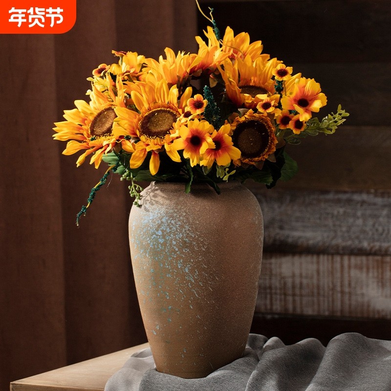 景德镇粗陶陶瓷花瓶摆件可水培复古新中式客厅家居装饰插干花